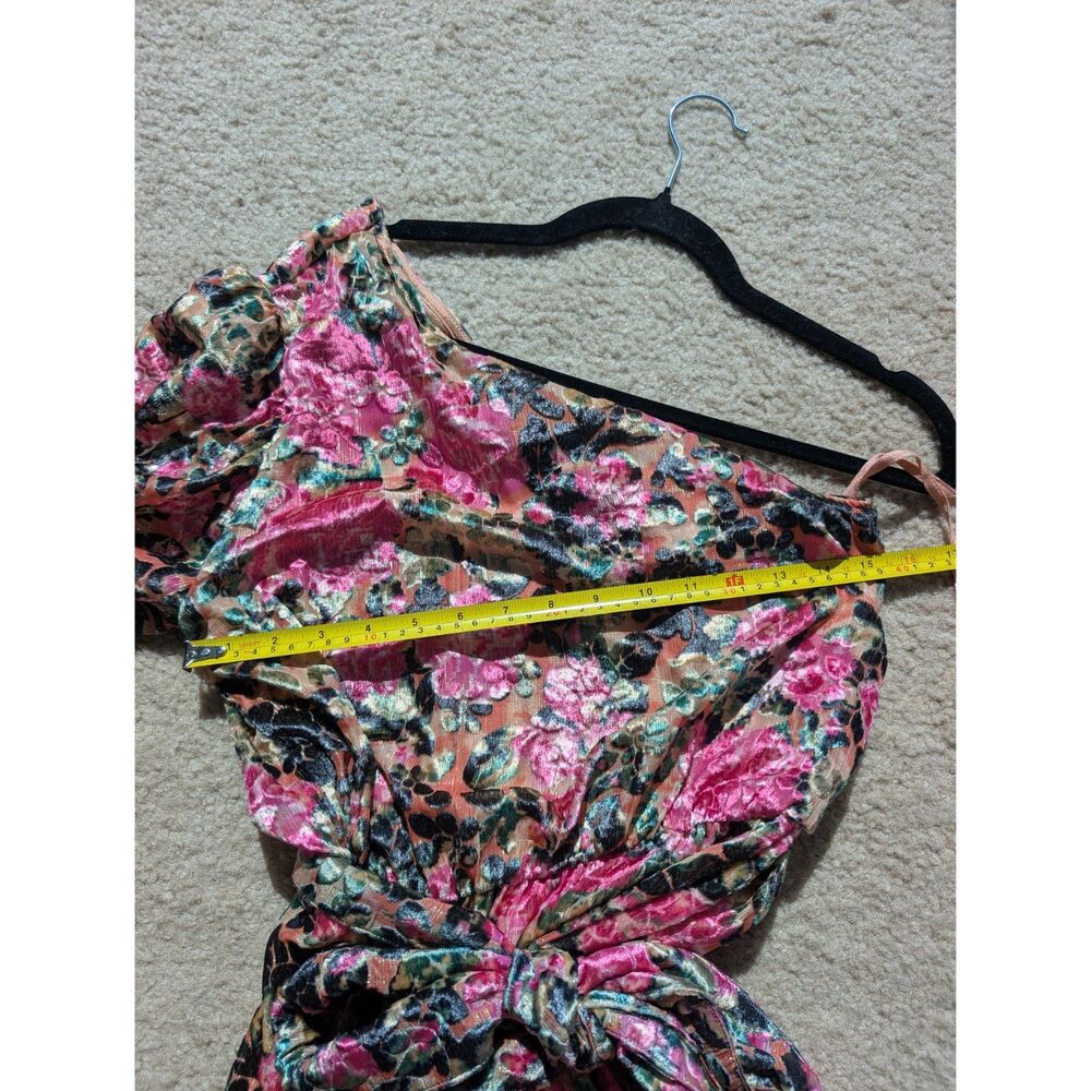 Hemant & Nandita Pakhi One Shoulder Mini Dress Floral Ruffle Hem Sz S $461 - Picture 6 of 16